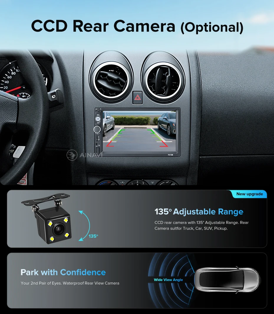 AINAVI Universal 2 Din Autoradio Carplay Wireless Android Auto HD 1280*720 IPS Touchscreen Typ-C USB Auto-Multimedia MP5 2DIN – Detail 24