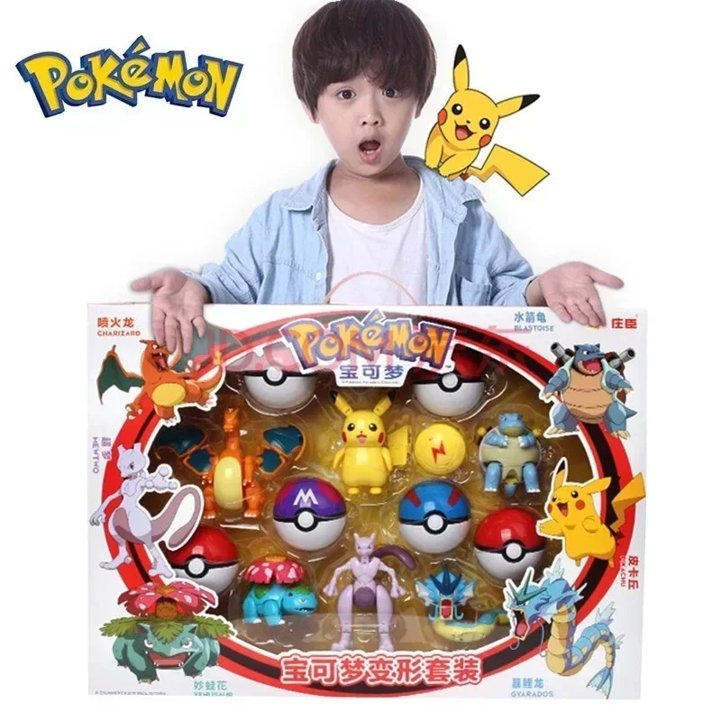 子供のためのポケモンアクションフィギュアモンスターボールのおもちゃピカチュウジャニータートルポケットザギモンアクションフィギュア