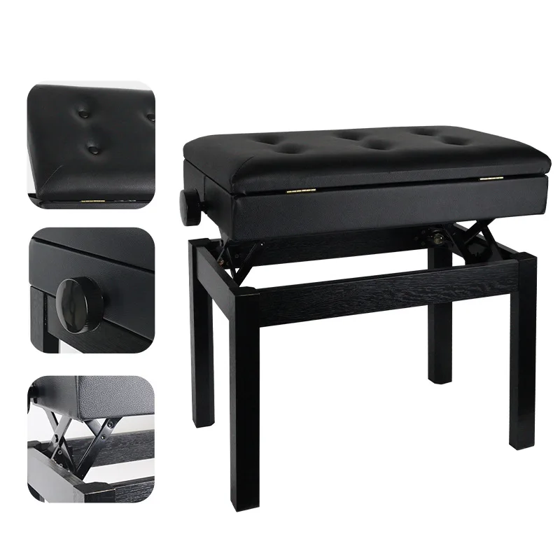 

Hydraulic Piano Stool Single-Person Adult Practice Chair with Book Box Thickened Foam Seat Musical Instrument Accessories