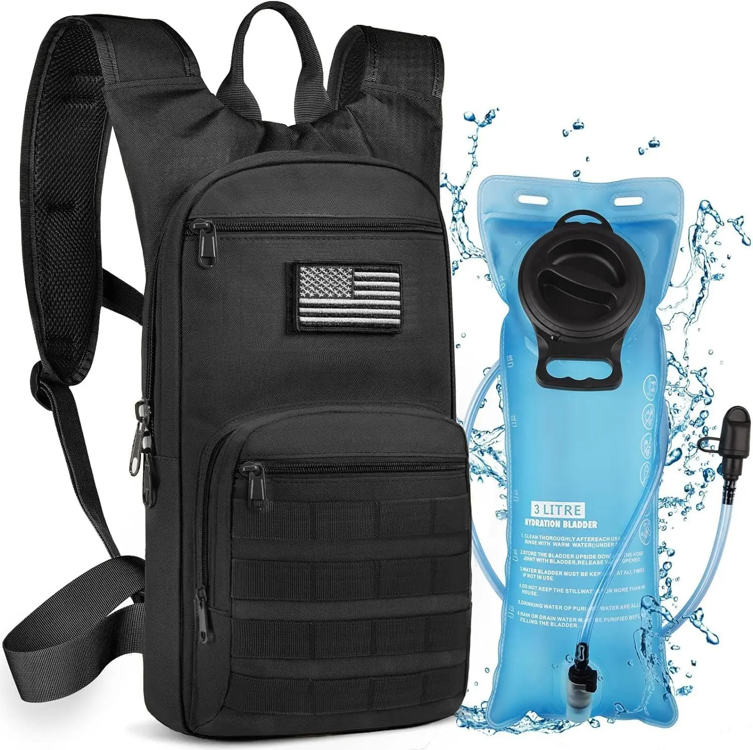 3L Hydration Backpack with TPU Bladder, Tactical Water Pack for Hiking, Biking, Hunting