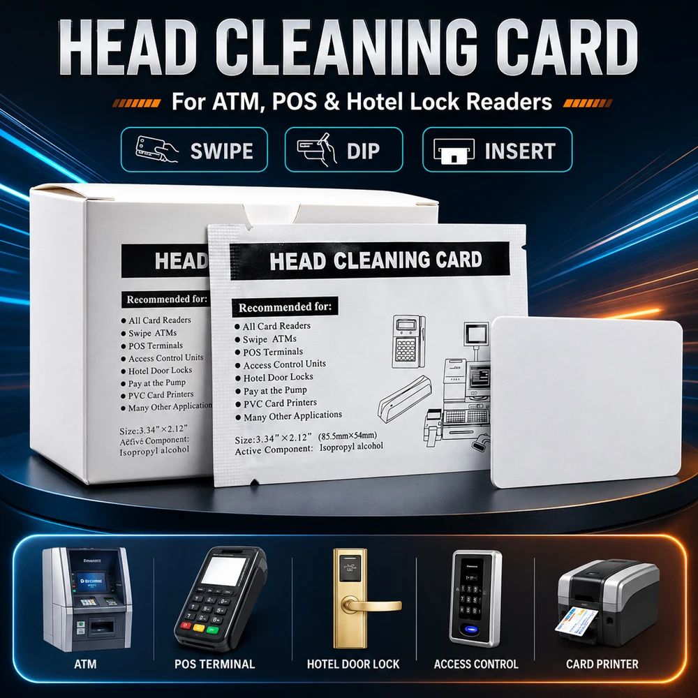 ATM POS Card Reader Cleaning Card Head Cleaning Card for Hotel Door Lock Swipe Dip Insert Magnetic Stripe Reader