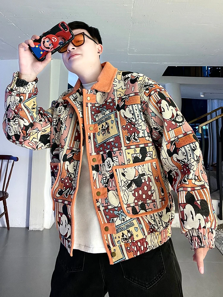 

Miey Print Embroidery Jaet Loose Casual ex Spring Autumn Faion Brand Design Cotton Long Sve Outerwear Coat