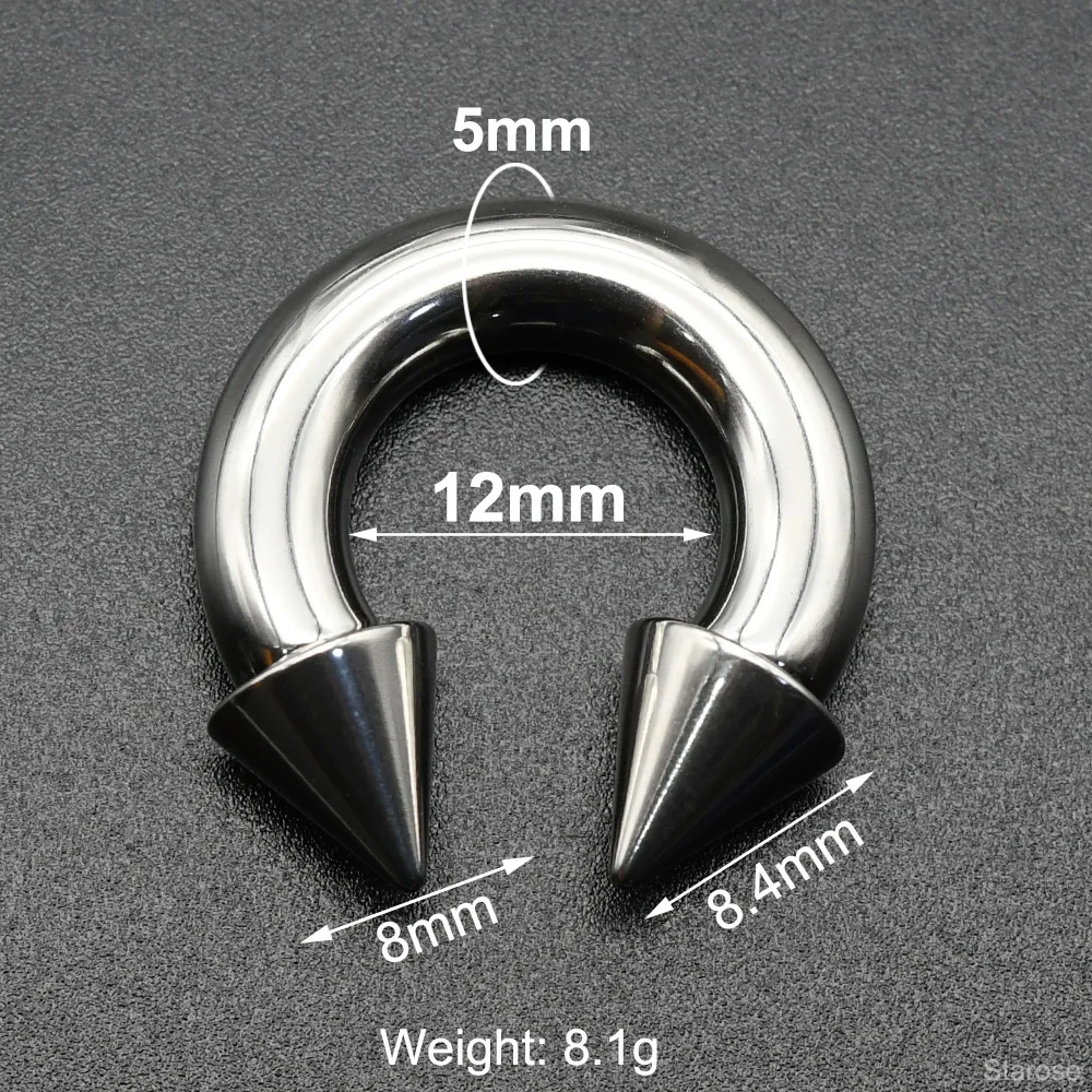 0G Punk Spike Große Größe Innengewinde Edelstahl Kegel Kreisförmige Barbell Piercing Septum Nasenring Hoop Helix Ohrringe – Detail 9