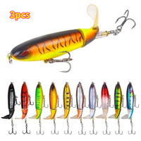 3PCS Topwater Pencil Plopper Fishing Lure Surface Tractor Propeller Wobblers Rotating Soft Tail Hard Bait Fishing Tackle