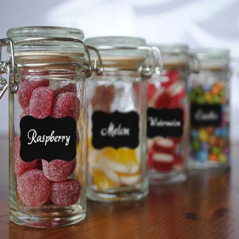 20-75Pcs Waterproof Chalkboard Labels, Reusable Stickers for Kitchen Jars & Spice Organizer with White Pen