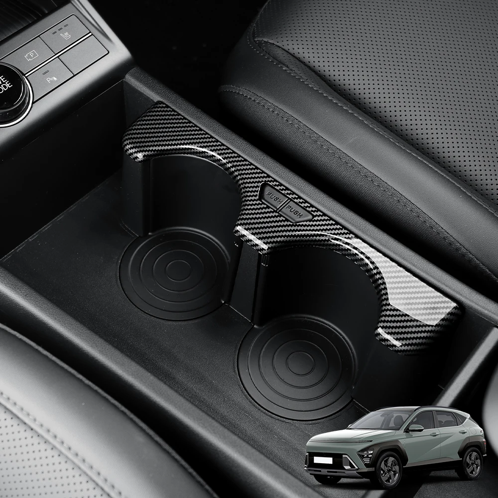 

Для Hyundai Kona SX2 2024-2026 стиль углеродного волокна центральное управление передний ряд крышка чашки для воды внутренние детали LHD