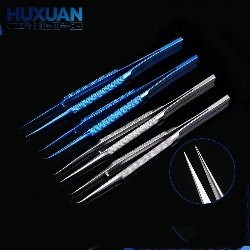 Professional 14cm Titanium Anti-Magnetic Pointed Bent Tweezers for Mobile Phone PCB Repair Tasks