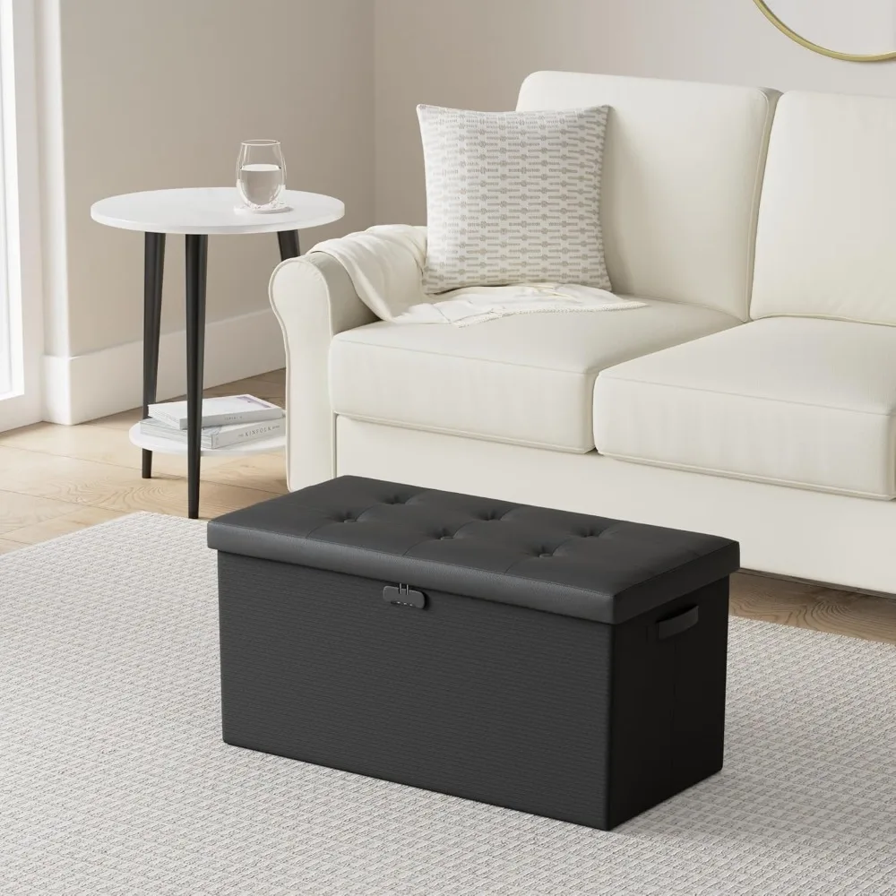 Rest Stool Storage Chest with Storage Safe for Important Documents,Waterproof Leather, Stools & Ottomans