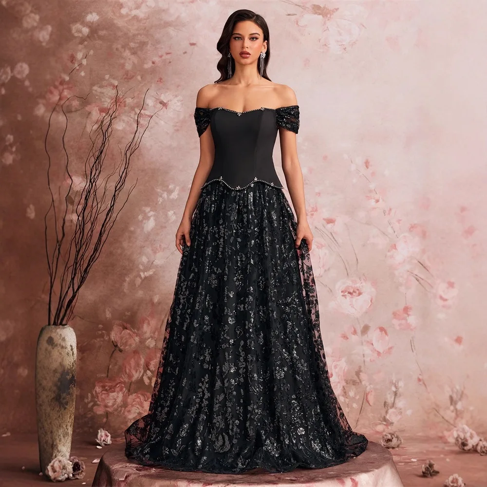 Ele Evening Gown Sparkling Sequin Partial Two-Piece Par Dr Low Waist round Ne Summer 2025 Silk Fabric for Gatherings