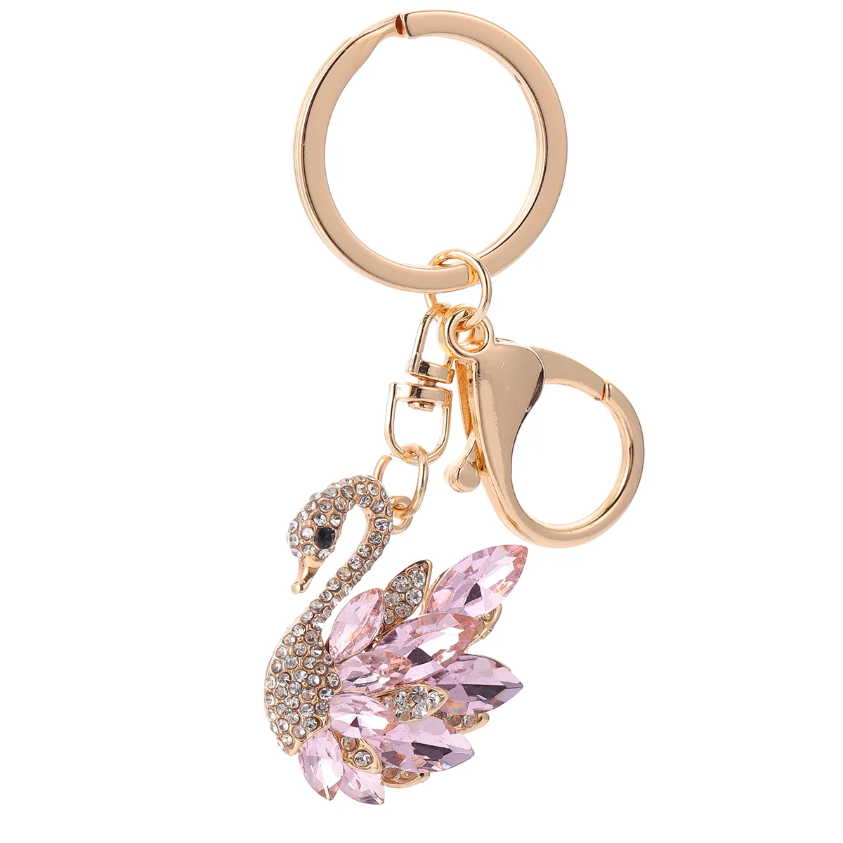 1PC Lovely Swan Keyring Rhinestone Car Bag Hanging Decorations Glitter Keychain