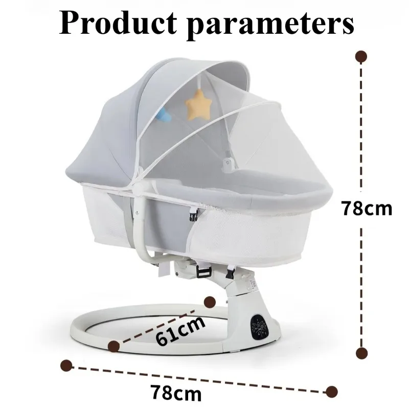 2 in 1 Electric Baby Swings Rocking Bassinet for Infants to Toddler Cradle with Remote Control Bluetooth Music for Newborn