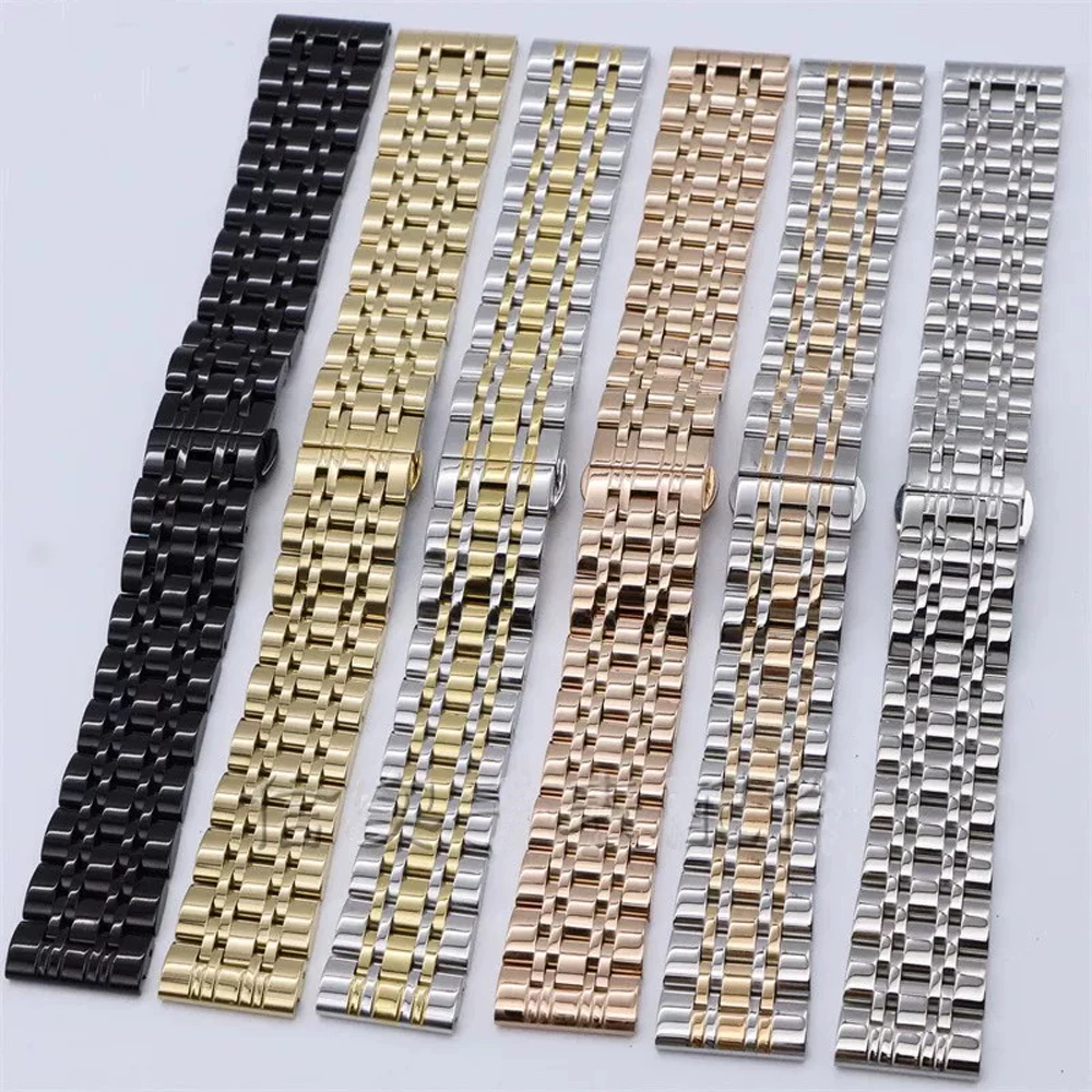 الفولاذ المقاوم للصدأ الصلبة سبعة حبة حزام (استيك) ساعة 10 12 13 14 15 16 17 18 19 20 21 22 23 24 مللي متر اكسسوارات الساعات الأشرطة