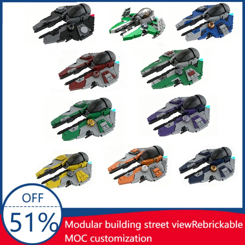 NUEVO MOC Aayla Secura's Blue Eta-2 Actis-Class Light Interceptor Wars Jedi Starfighter, Bloques de Construcción, Modelo de Juguete para Armar, Regalos