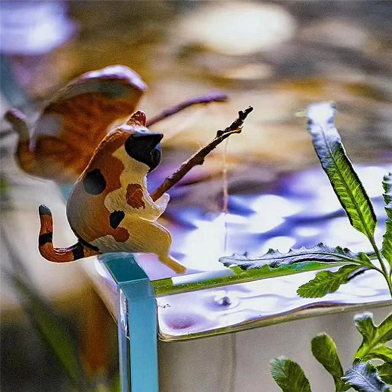 7 pçs gatos estatueta de pesca gatos escultura sentada pesca pequenos gatos bonitos ornamento de resina mobiliário decorativo alta qualidade