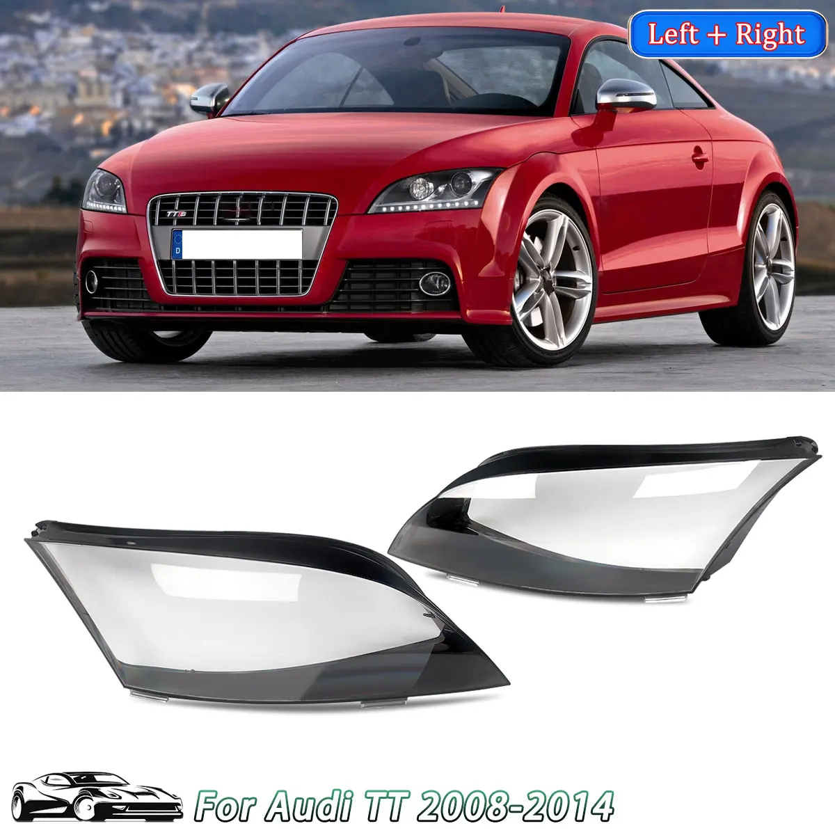 زوج لأودي TT 2008-2014 اليسار اليمين عدسة المصباح الأمامي كشافات غطاء شل كاب