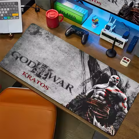 Xxl Mouse Pad God of War Desk Mat Gaming Accessories Keyboard Computer Mousepad Gamer Large Pc Cabinet Office Table Carpet Rug