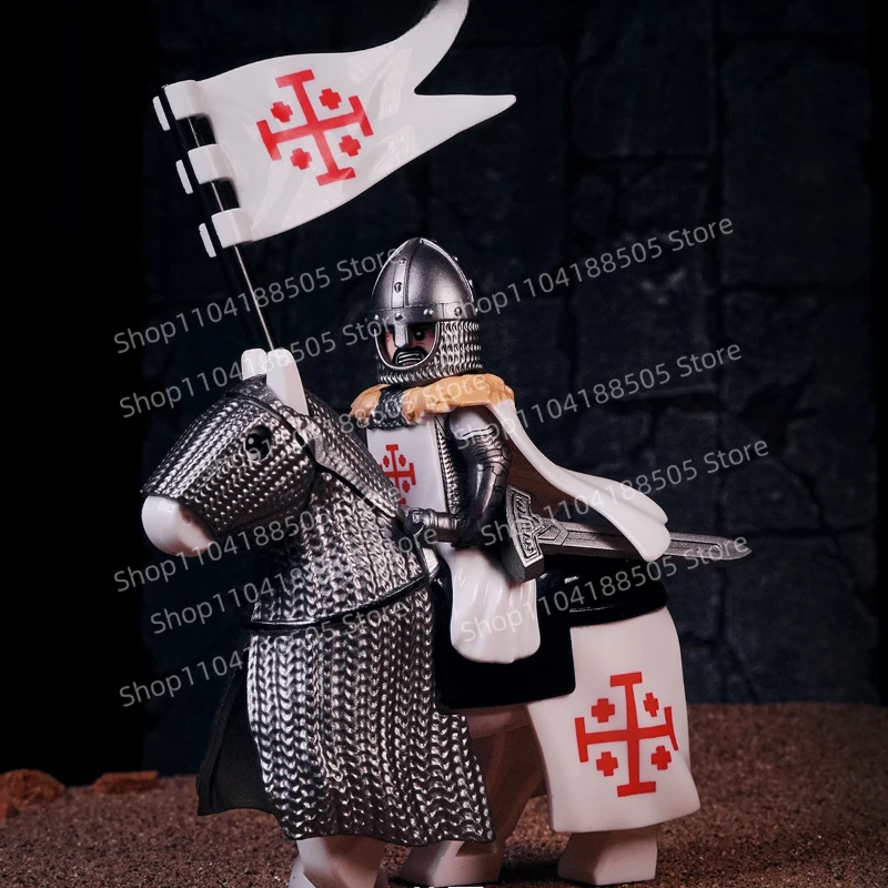 MOC Bouwsteen Mini Beeldje Middeleeuwse Oude Battle Cross Militaire Armor Rijden Samurai Corps Assembleren Speelgoed Cadeau Collectio