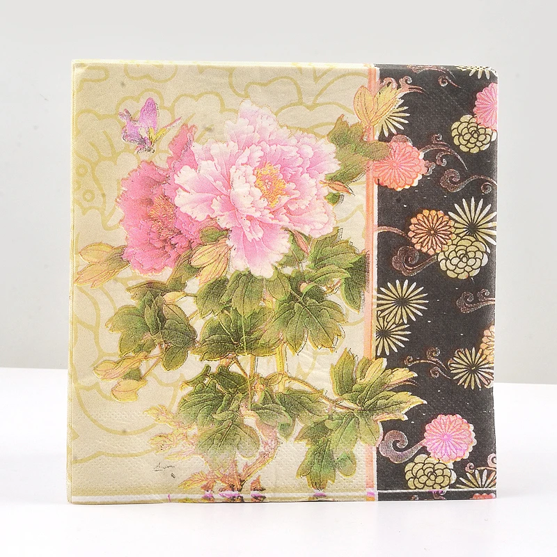 

Wholesale Food Grade Colourful Napkins Printed Colourful Paper Napkins Wedding Napkins Precious Peony 20pcs/pac 33*33cm 2-ply