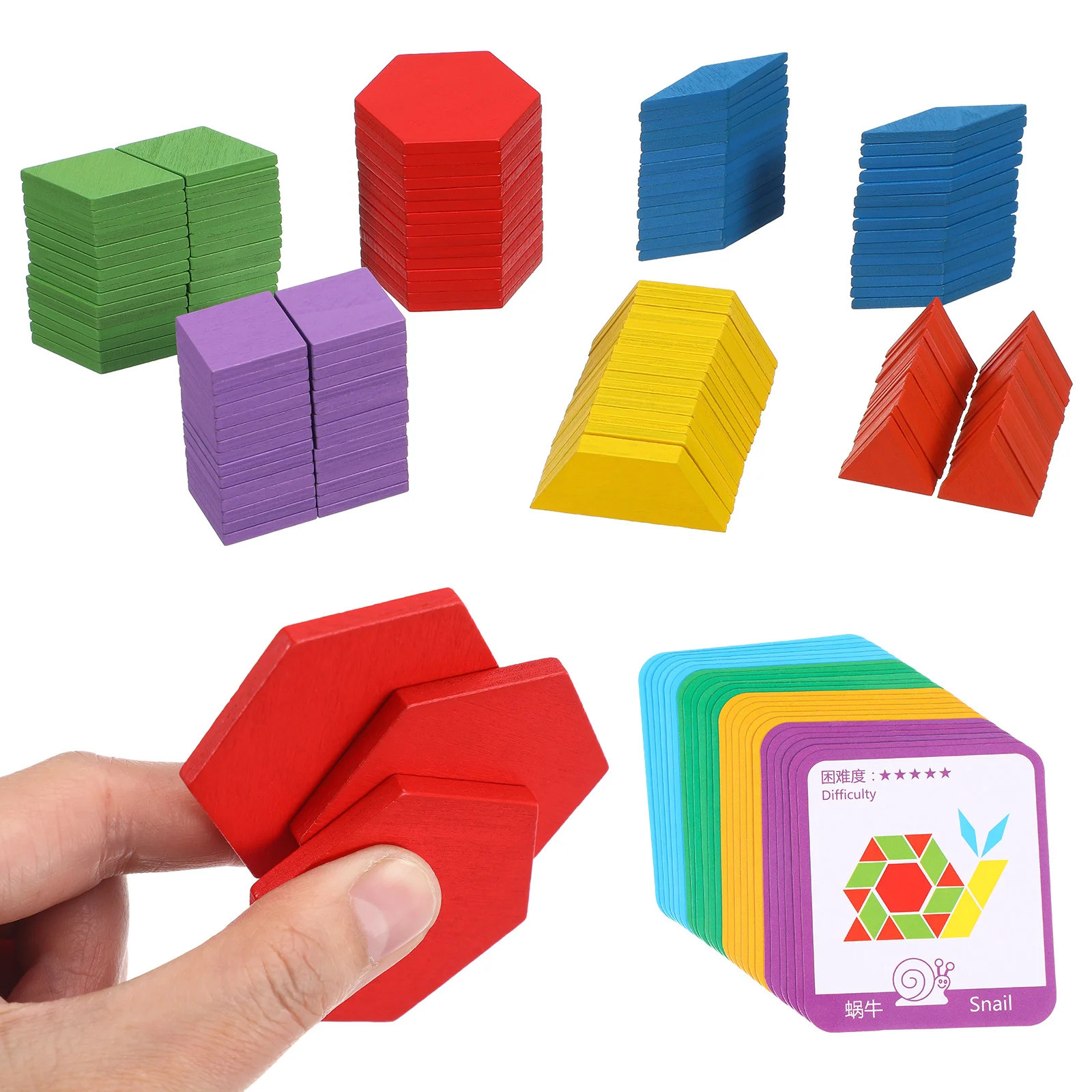 155-delig Patroonblokken Houten puzzel Tangrams Leren Houten vormen Kleurrijk Geometrisch Educatief Voorschoolse activiteitenblok