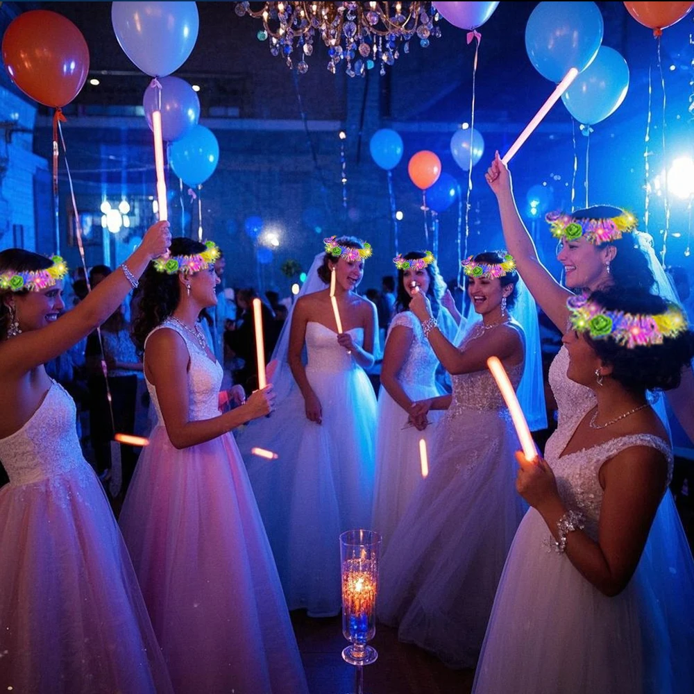 10/20 Stück LED-Blumenkranz, leuchtende Blumenkrone, Haarschmuck für Hochzeiten, leuchtendes Stirnband, Geburtstagsfeier, Hochzeitszubehör – Detail 3