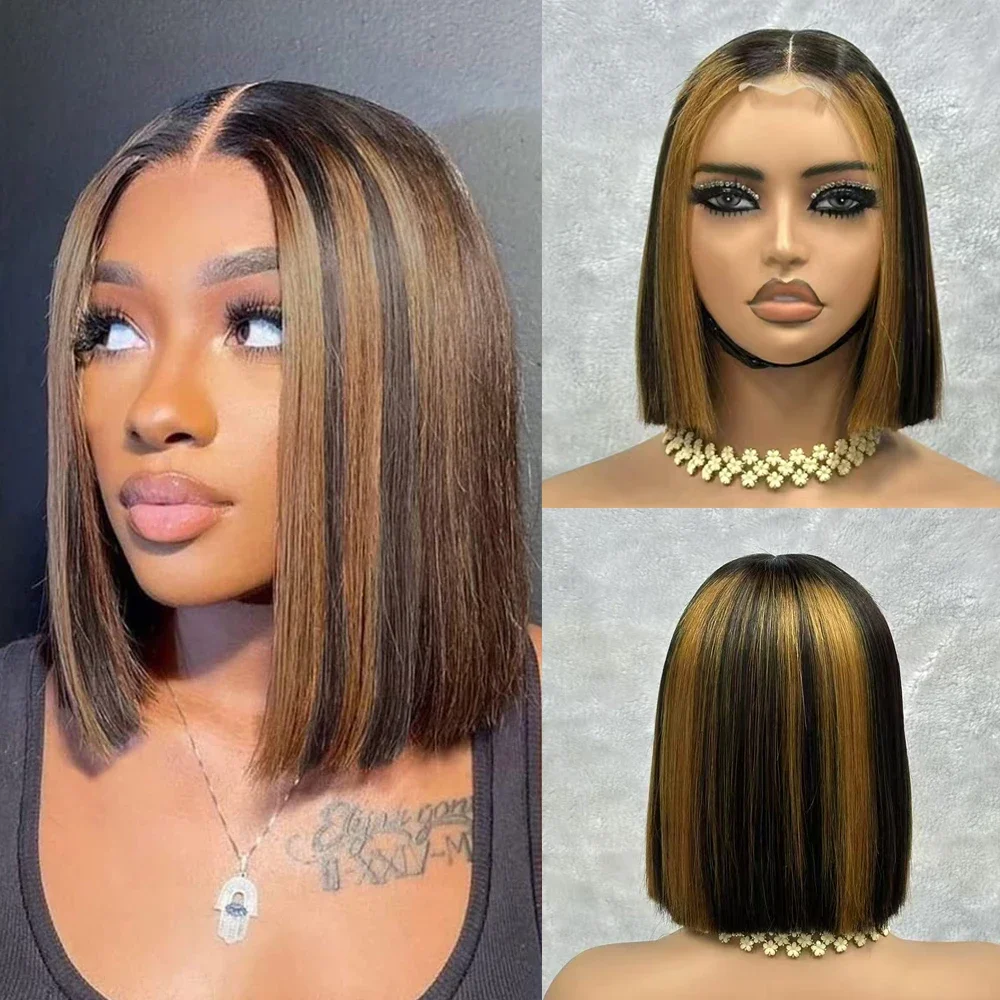 Osso em linha reta bob peruca de cabelo humano transparente 2x6 fechamento do laço peruca brasileira curto bob em linha reta perucas de cabelo humano para preto