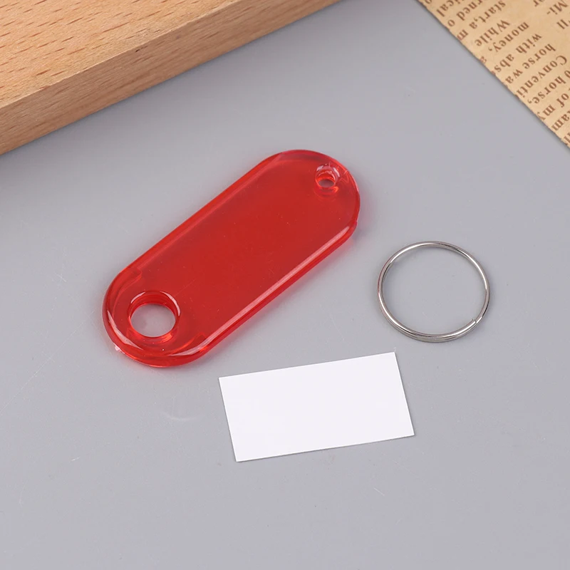 10Pcs Plastic Clear Classification Plate Key Tags Label Numbered Name Baggage Tag ID Label With Split Ring