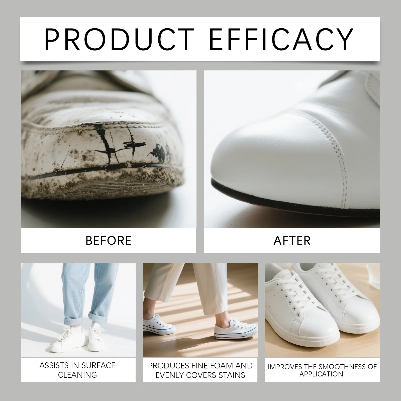 Professional Shoe Cleaner Gentle Foam Wash White Trainer Cleaner Yellowing Remover Daily Shoe Care Sneaker Restore Portable