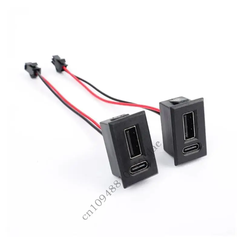 Dashboard Panel USB Power Port Set, USB C and USB A, Pack of 4 Black for Charges
