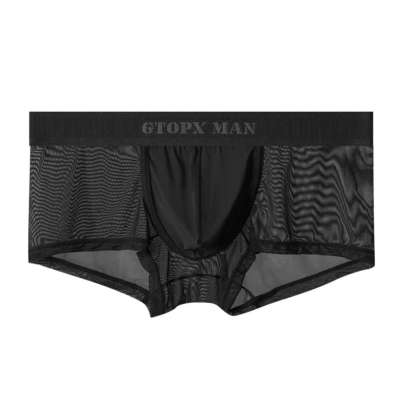 

Men's Underwear Ice Silk Mesh See-Through Boxer Shorts Transparent Sexy Panties