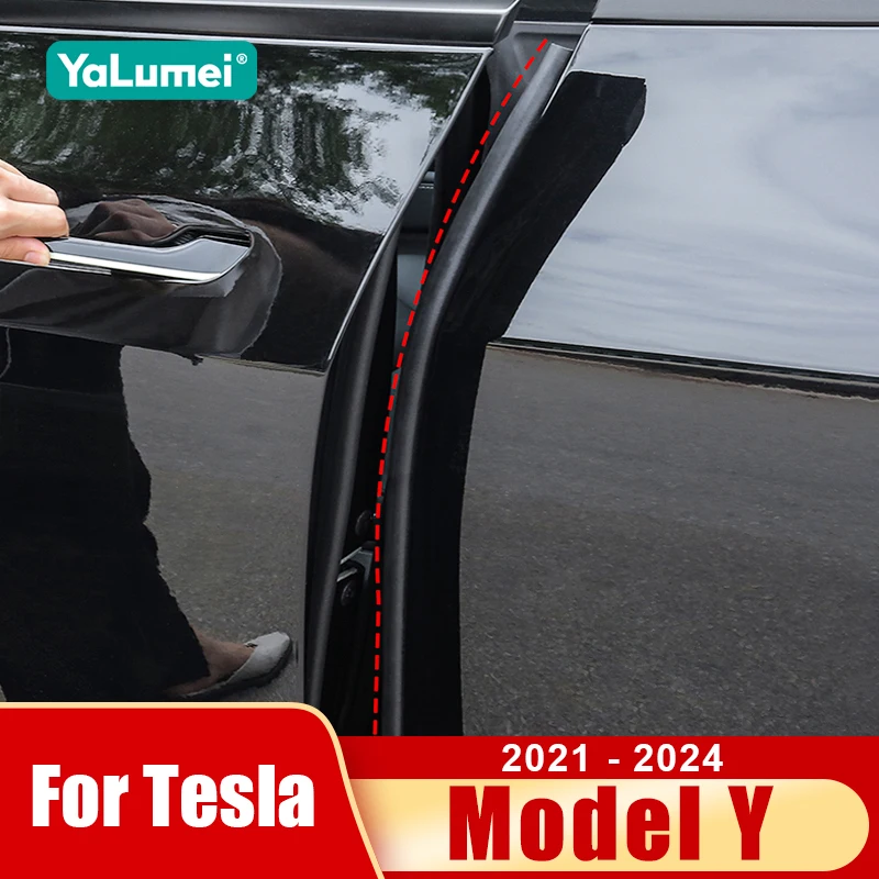 Für Tesla Model Y 2021 2022 2023 2024 Autotür-Dichtungsstreifen-Set, Gummi-Geräuschdämmung, Wetterschutzleiste, A- und B-Säulen-Zubehör