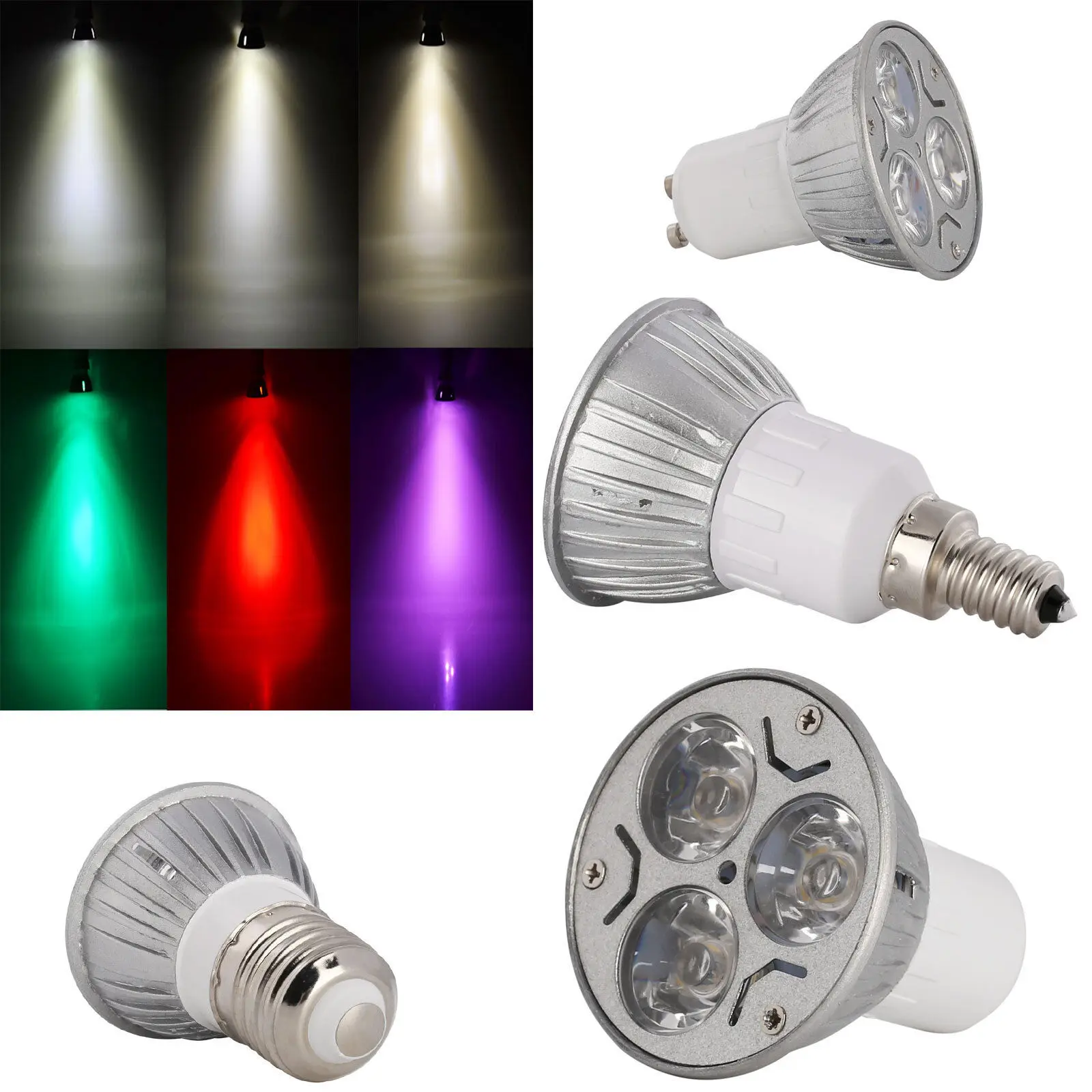 Dimmable 3W LED Spot Lights Energy Saving ES E27 SES E14 GU10 BC B22 Bulbs Lamps