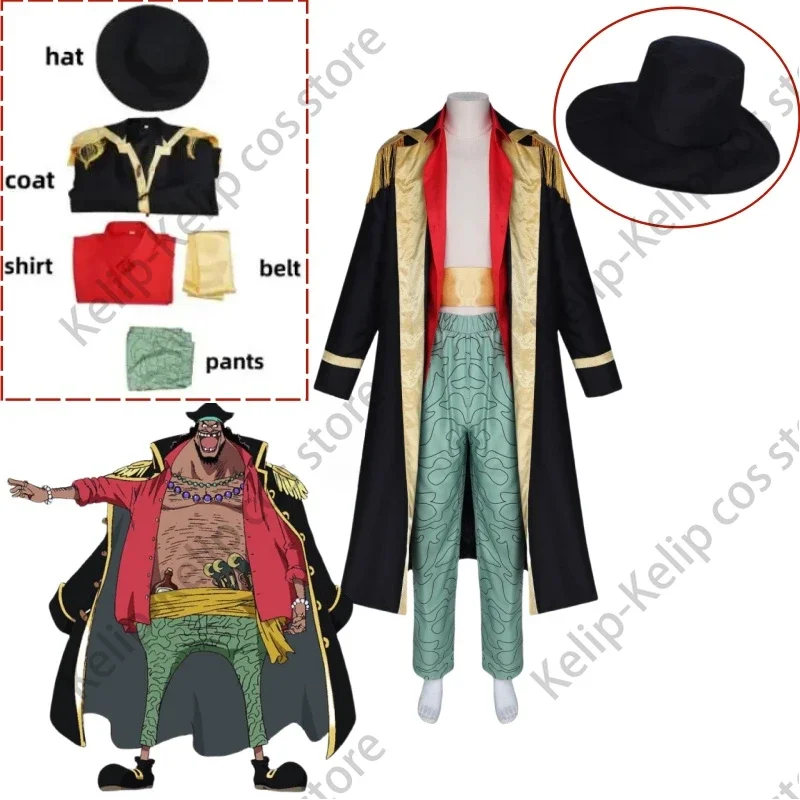 Anime Marshall D Teach Cosplay Costume Four Emperors Blackbeard Black Cloak Uniform Full Set Man Women Carnival Christmas Suit