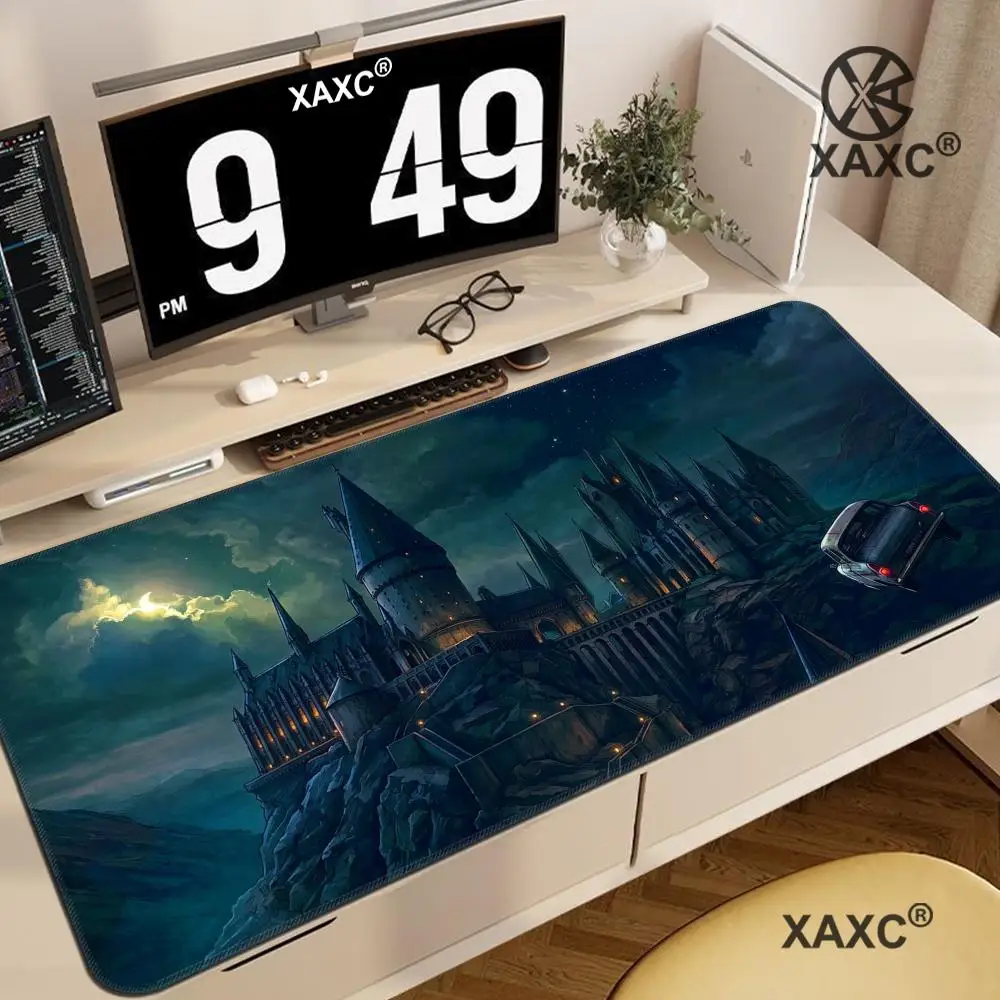 

Gaming Mouse Pad Anime H-Hogwarts Castle Magic Style Non-Slip Rubber Extended Desk Mat Laptop XXL Keyboard Pad for Gamer HYBXXC