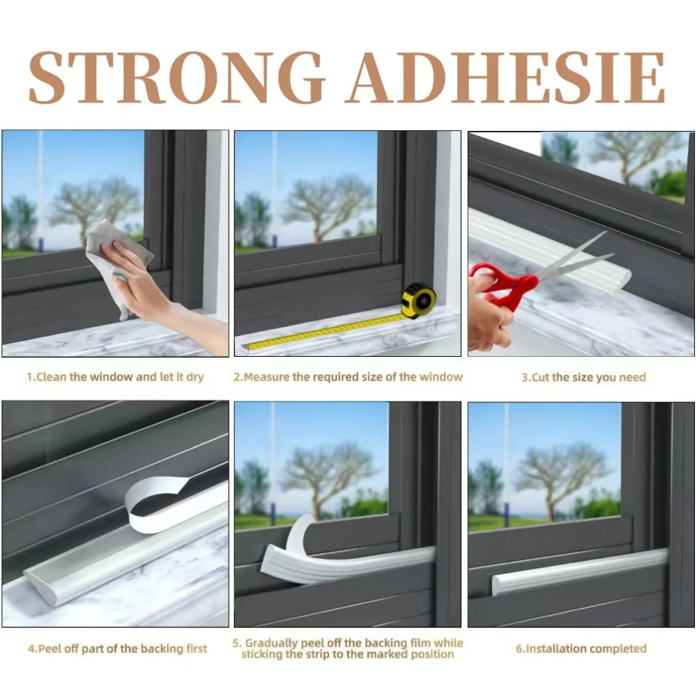 20M-2M Window Sealing Strip Self-adhesive PU Acoustic Foam Door Sealing Strip Soundproof Windproof Window Gap Filling Strip