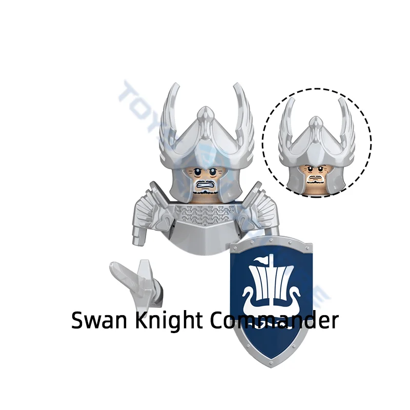 The Swan Heavy Knight Commander Pikeman Sword Guard Swordsman Trumpeter Model Blocks MOC Bricks Set Gifts Toys KT1051