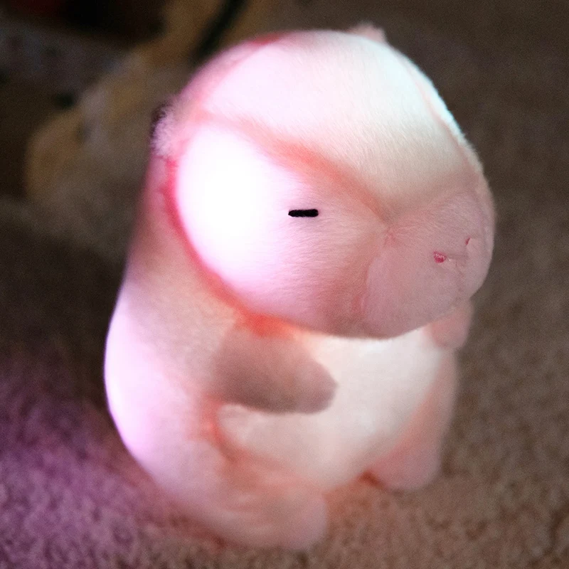 24cm Light up Capybara Stuffed Animal Soft Plush Toys with Colorful LED Night Light Capybara Toys Kids Holiday Boy Birthday Gift
