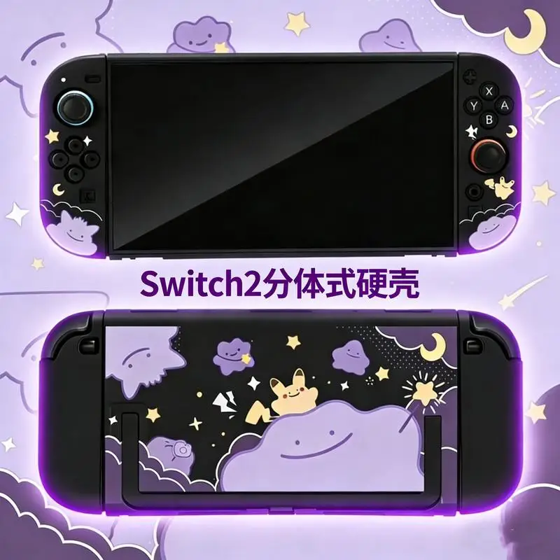Pokemon Ditto Schutzhülle für Nintendo Switch 2, geteilte Hartschale, anbringbare, kratzfeste Schutzhülle für Gaming-Gamer