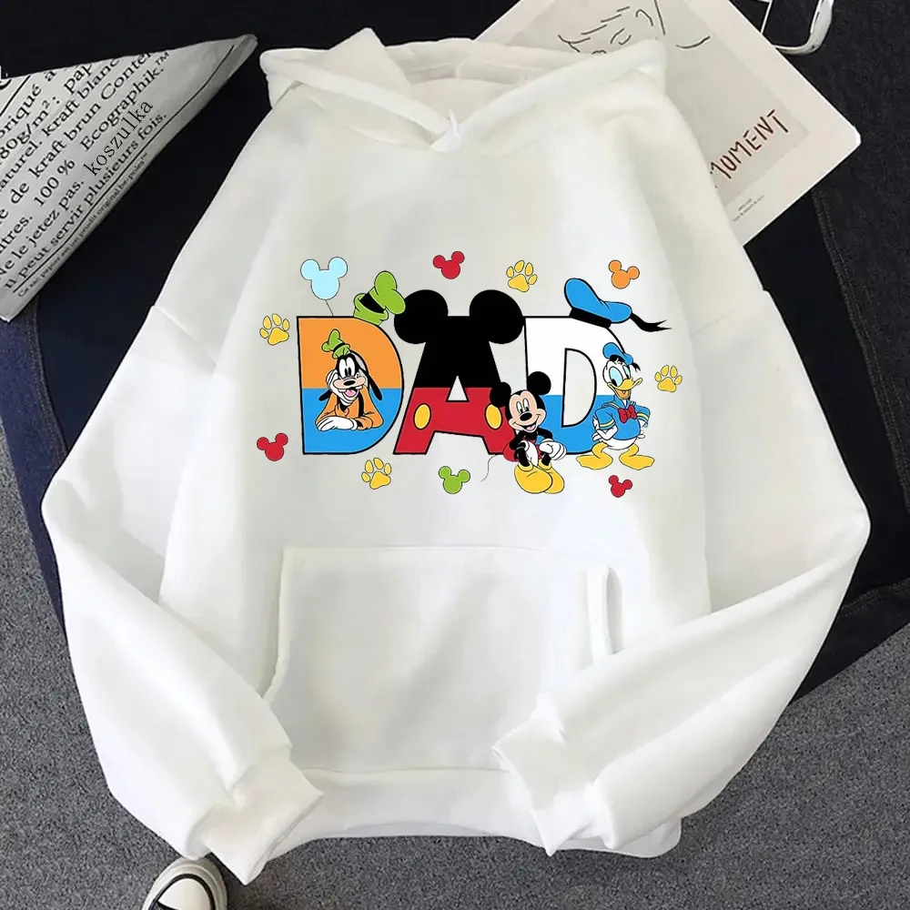 Harajuku Vintage Cartoon Disney DAD MOM Letters Graphic Women Hoodies Autumn Winter Tops Casual Simple Sweatshirts Unisex