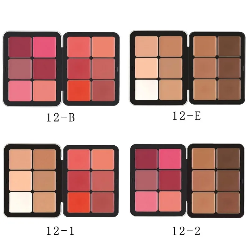 

12-color iron box High gloss multi-color rouge cream concealer blush cream matte highlight contour makeup all-in-one palette