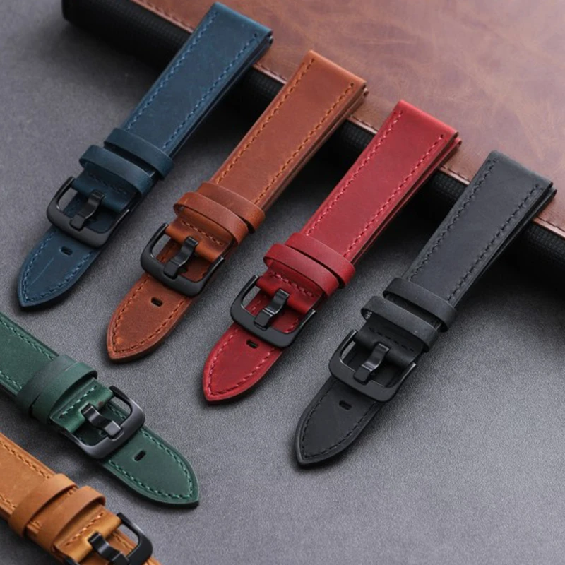 

Ремешок из натуральной кожи для мужских и женских наручных часов, винтажный мягкий деловой браслет в стиле ретро, 18 мм 20 мм 22 мм 24 мм