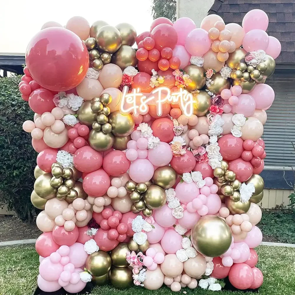 

169Pcs Party Balloons Garland Arch Kit Retro Pink Nude Light Pink Gold Latex Balloons Decorations