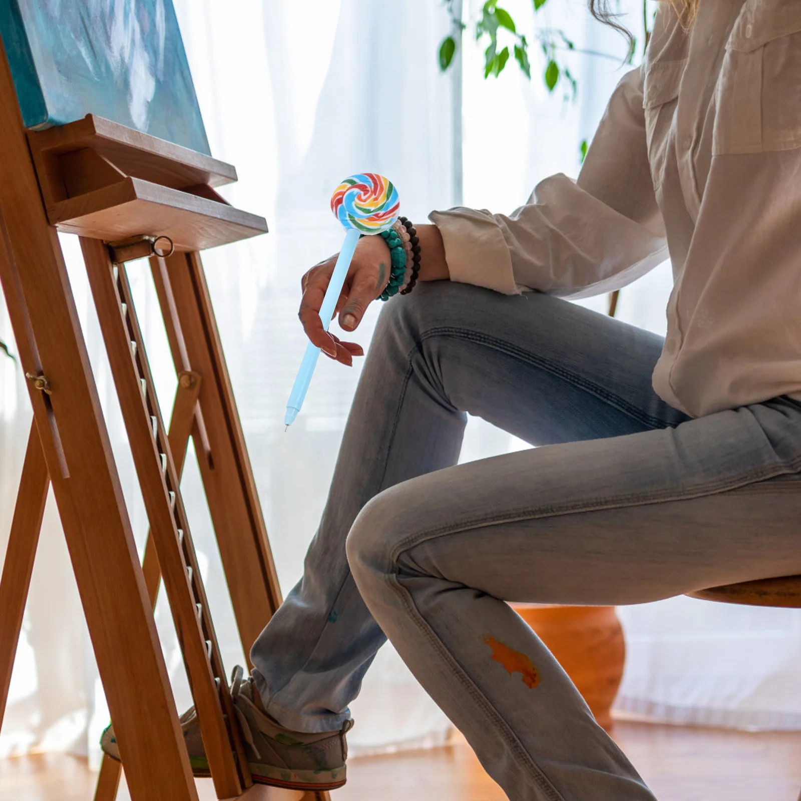 

4pcs Fun Lollipop Style Gel Pens Medium Point Candy Colors Cute Pens for Journaling School Teachers Gifts