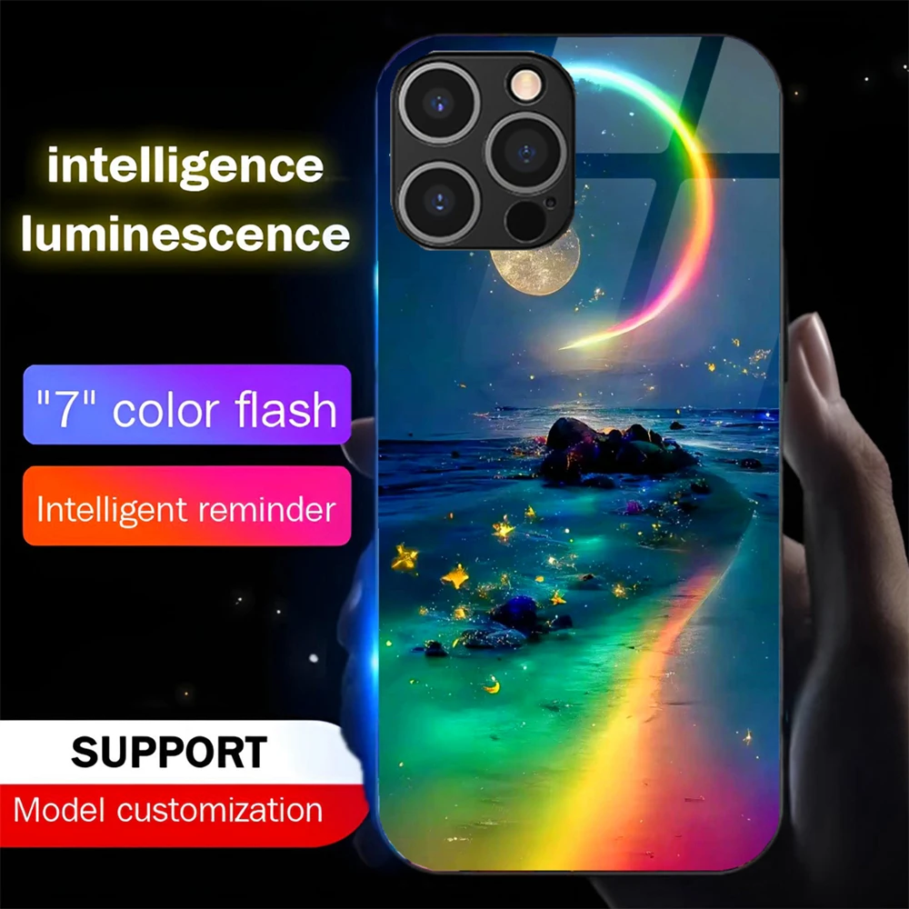 رائعة غالاكسي السماء مصباح ليد توهج مضيئة جراب هاتف التحكم الصوتي قذائف آيفون 16 E 15 14 13 12 11 برو ماكس XR زائد #1