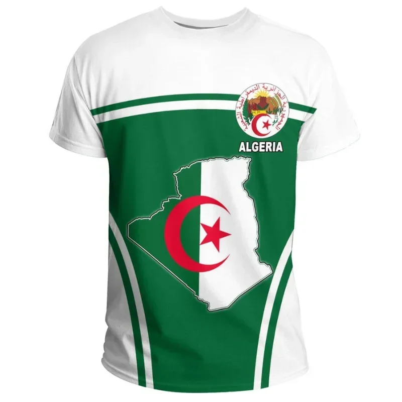 Algeria 3D T-Shirt Short Sleeves Casual Sports Loose T-Shirt Flag Print High Quality T-Shirt Summer Round Neck Men Ladies Tops