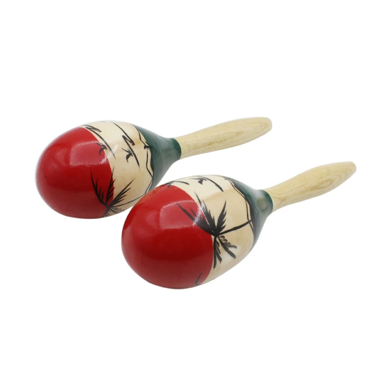 1 paar Farbe Holz Maracas Holz Tropical Party Percussion Shaker Holz Sand Hammer Musical Party Kind Baby Shaker Geschenke – Detail 3
