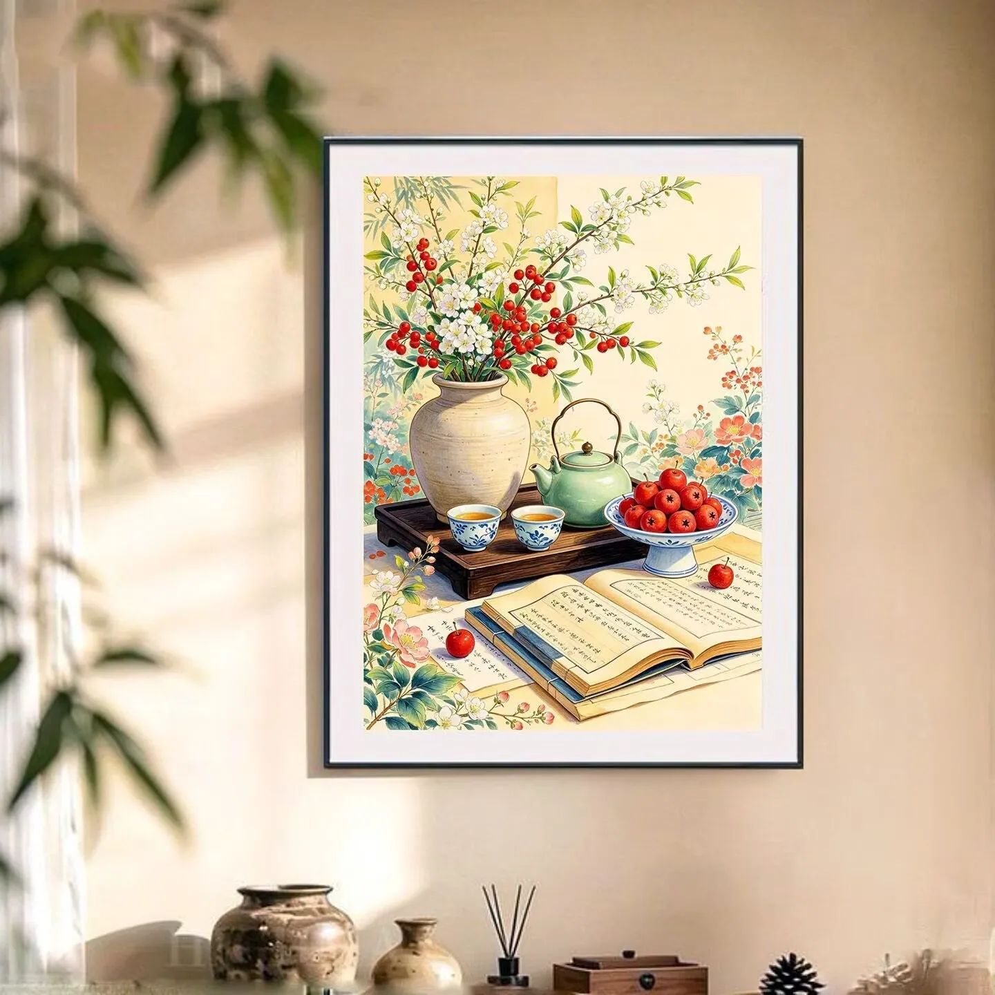 9CT 11CT DIY Cross Stitch Kit Afternoon Tea Embroidery Chinese Style Printed Set with Thread Needlework for Home Crafts 78 Color