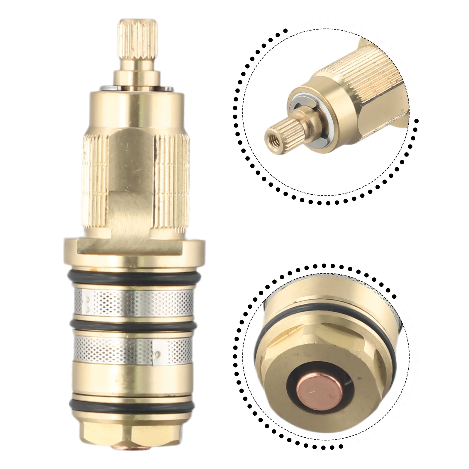 

Faucet Spool Thermostatic Spool Bar Repair Kit Brass Copper Replacement Safety Override Knob Thermostatic Cartridge