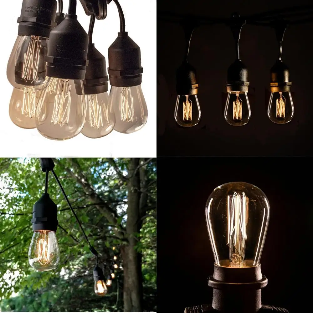 

Commercial 50-Foot String Lights with 25 Hanging S14 Lantern Edison Bulbs, 11 Watt Long Tail Keyword