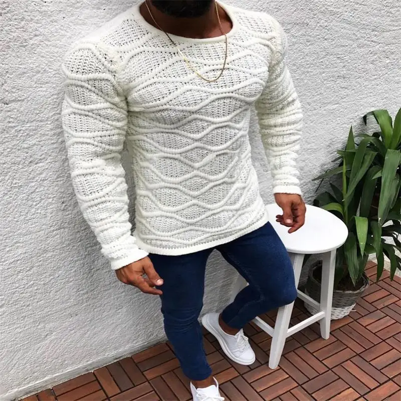 

Men's Sweater Spring And Autumn New Solid Color Day Slim Breathable Casual Large Size Sweater