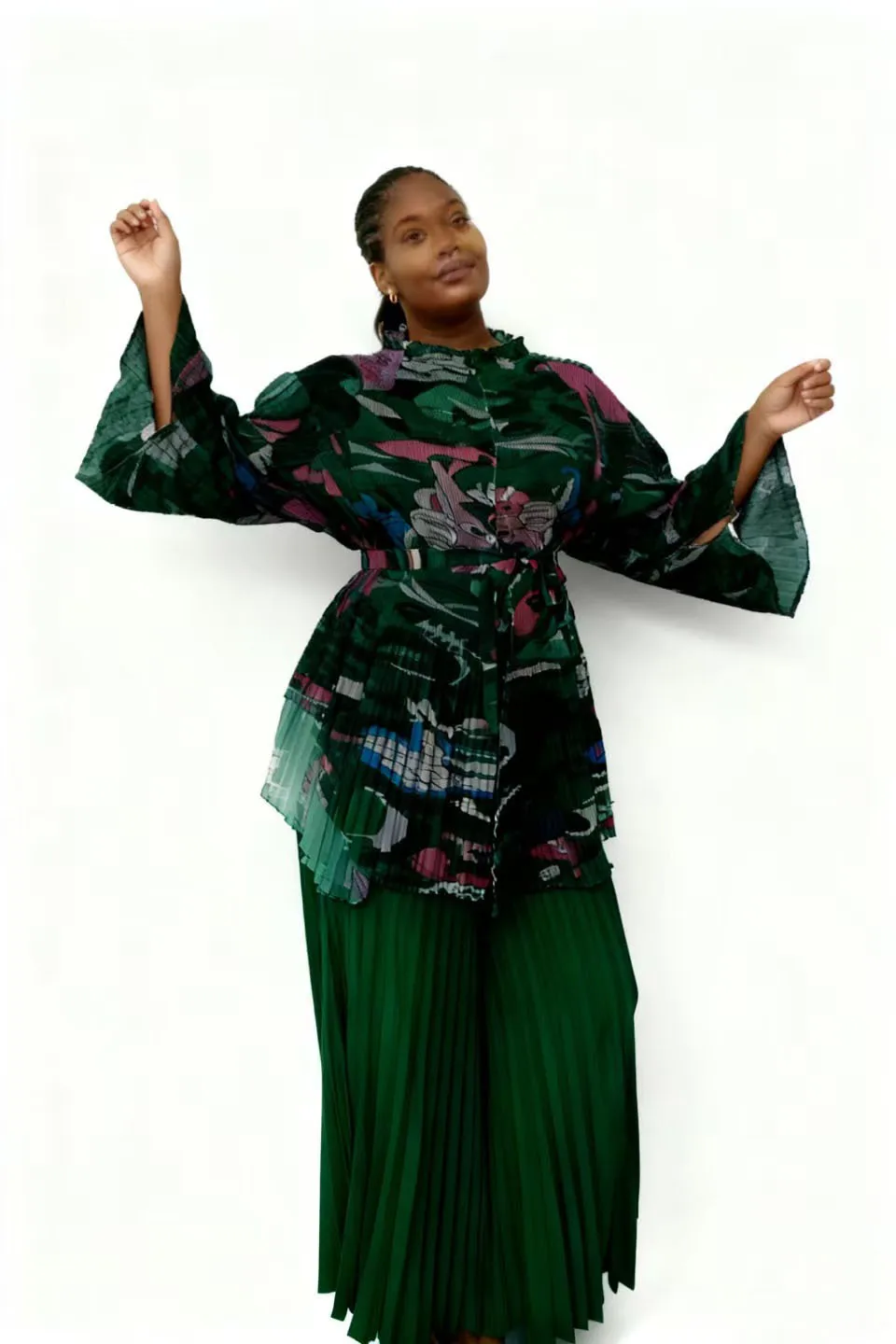 

Новинка 2025, свободный женский костюм, брюки, высококачественное африканское плиссированное платье, комплект одежды с принтом, комплект из двух предметов